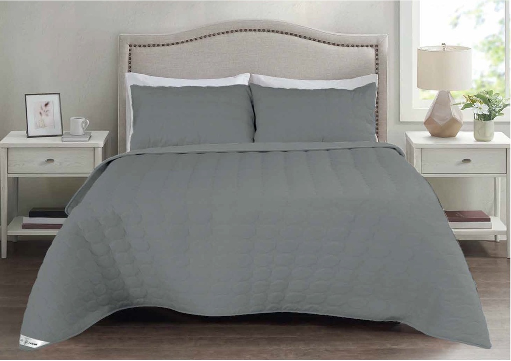 BED SPREAD KING  LT-GREY 